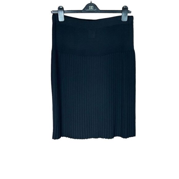 Misook Skirt Pleated Knit Knee Length Black Pull On Elastic Waist Women Size XL - Picture 1 of 12